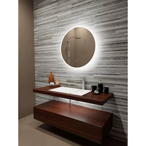 Reflection 32 in. W x 32 in. Round Edged Lit Frameless Wall Mounted Bathroom Vanity Mirror 6000K LED With Touch Sensor