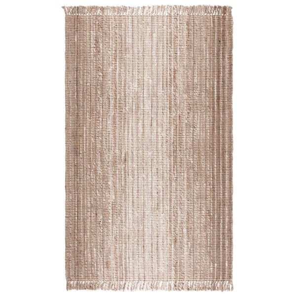 Natural Fiber 6 ft. x 9 ft. Ivory/Gray Woven Distressed Gradient Area Rug