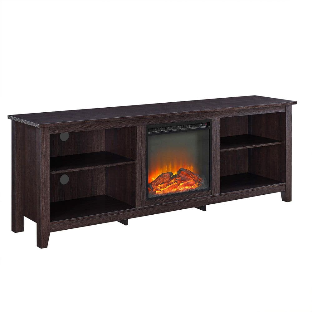 Espresso 70" MDF Fireplace TV Stand with Storage