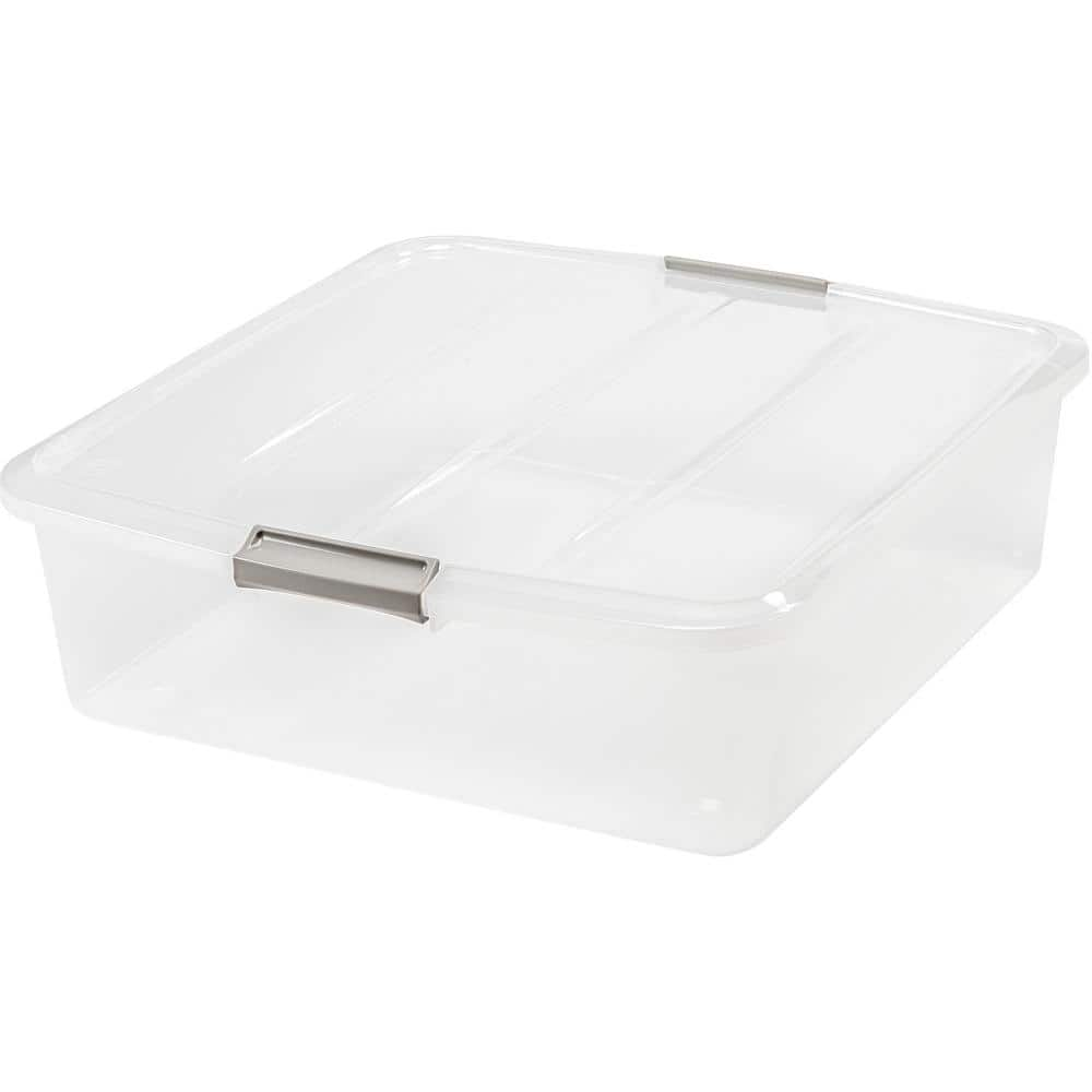 IRIS 72 QT. Stack & Pull Clear Storage Box, Lid Gray (Pack of 3) 500150 -  The Home Depot