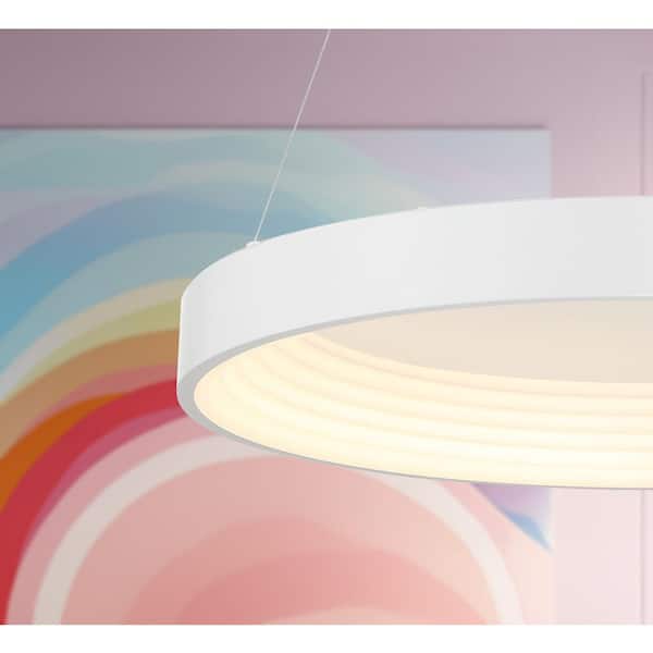 Conc 36-Watt 1-Light White Statement Integrated LED Pendant Light with Frosted Acrylic Shade