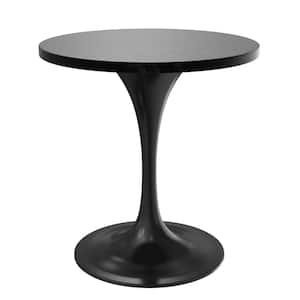 Verve Modern Dining Table with a 27 in. Round MDF Tabletop and Black Steel Pedestal Base 4-Seater, Black