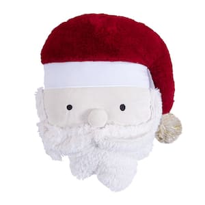 Holly Jolly White Red Santa Claus Shaped 14 in. x 10 in. Throw Pillow