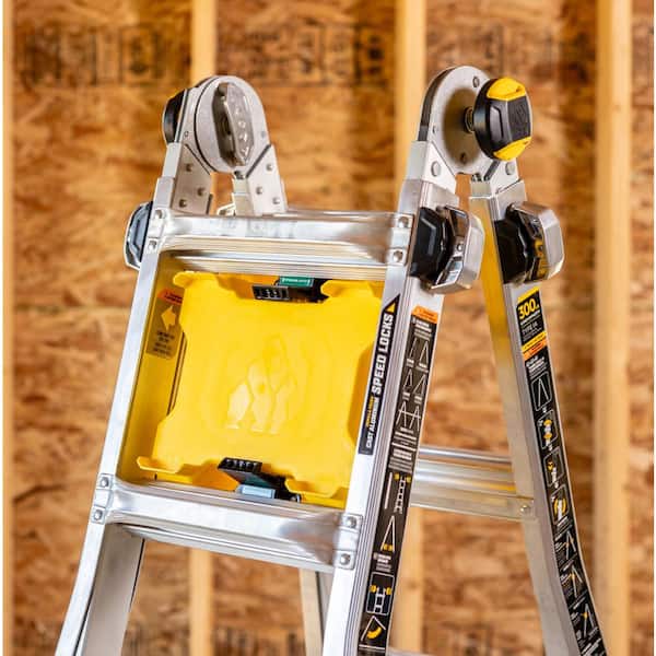 Gorilla Ladders - 22 ft. Reach Aluminum Multi-Position Ladder w/ Project Bucket, Tool Hangers, 300 lbs. Load Capacity, Type 1A Duty Rating