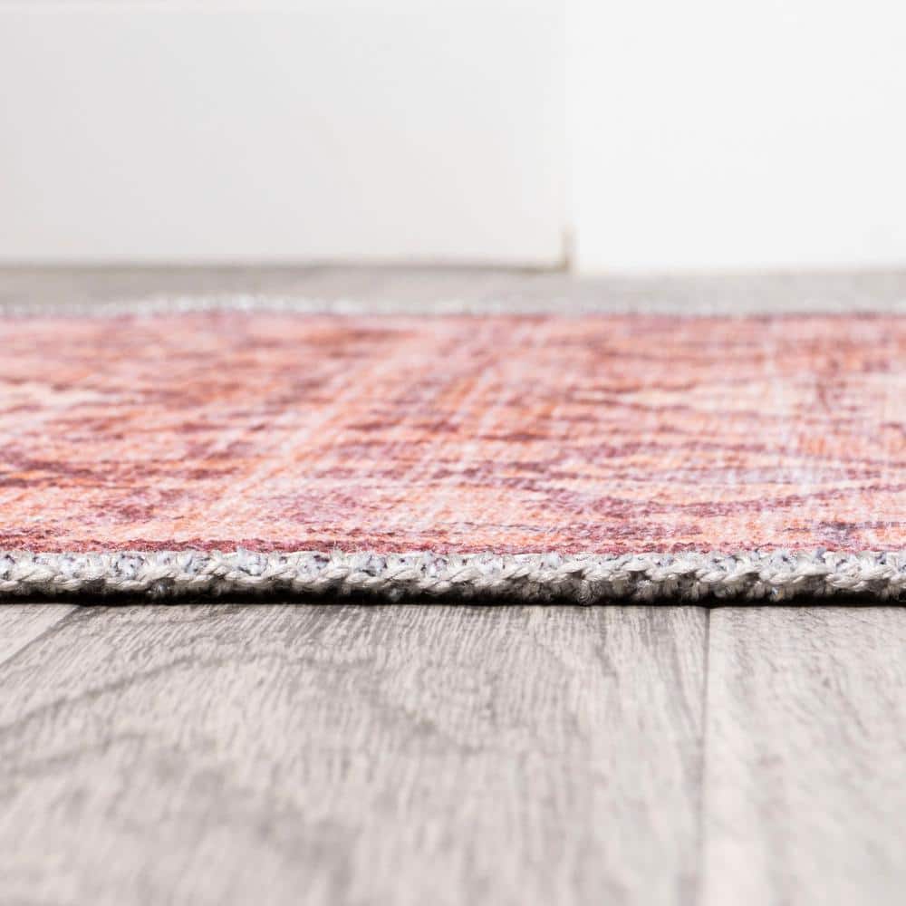 Alacati Ogee Medallion 2x8 ft Red Synthetic Area Rug