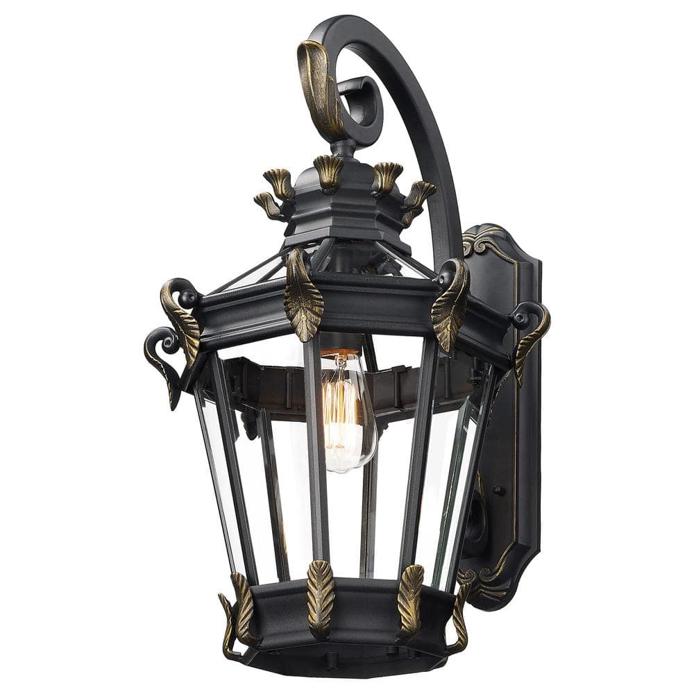 24.4 in. Die-Cast Aluminum in Black Outdoor Hardwired Wall Lantern Sconce with No Bulbs Included price history on PriceWatchPro