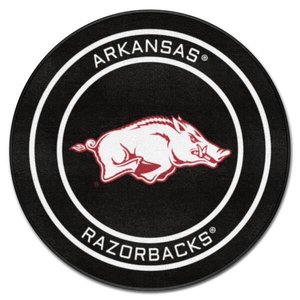 Arkansas Razorback Rug FANMATS Arkansas Black 2 ft. Round Hockey Puck Accent Rug 33148 - The ...