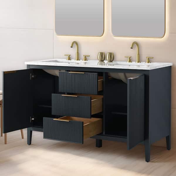 ●ONE BRILLIANT● EsmeOB439Blue Tint Esme-OB439-Blue Tint SUDIO Emma 54 in. W Bath Vanity in Vintage Blue with