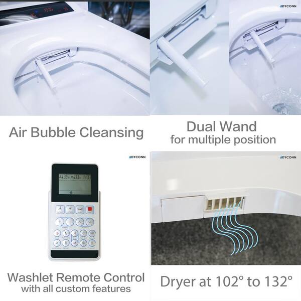 Dyconn Aqua Smart 1 Piece 1 8 Gpf Single Flush Elongated Toilet With Bidet Seat In White 818za The Home Depot