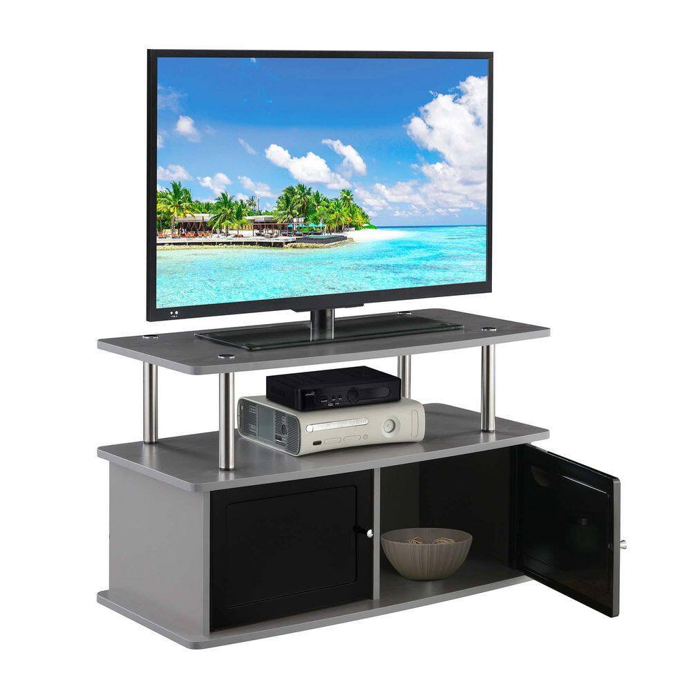 Slate Gray Woodgrain 36" TV Stand with Dual Storage Cabinets