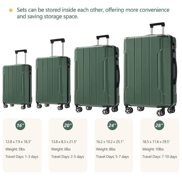 Merax 6 Bags 6-Piece Green Expandable ABS Hardshell Spinner 16,20