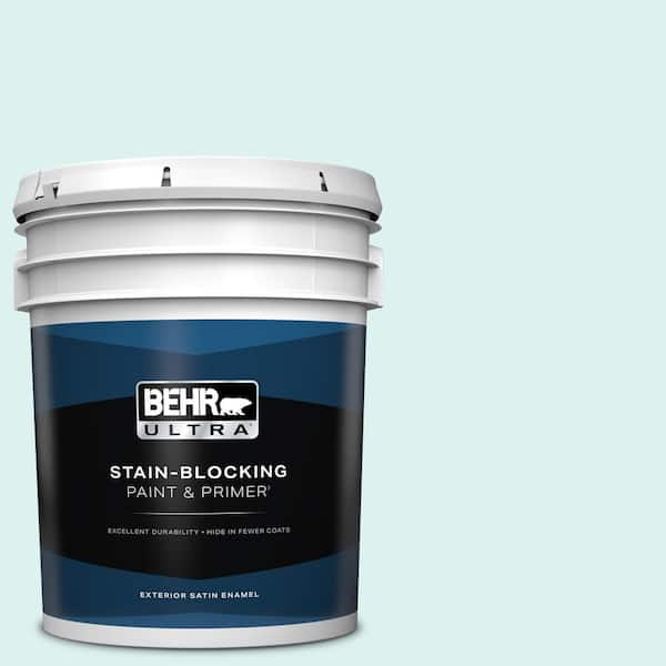 BEHR ULTRA 5 gal. #500C-2 Aqua Pura Satin Enamel Exterior Paint & Primer