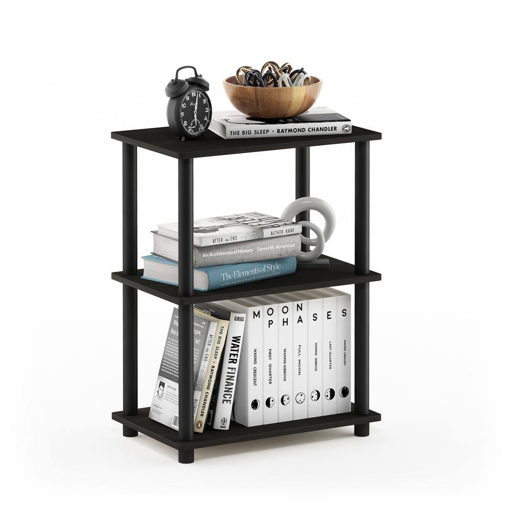 Espresso Black 3-Tier MDF and PVC Living Room Bookshelf