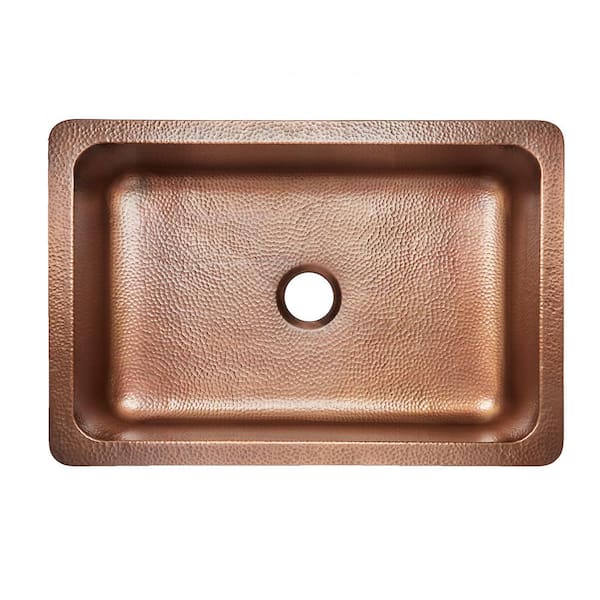 Sinkology Adams Farmhouse Apron Front Handmade Pure Solid Copper 33 In Single Bowl Kitchen Sink In Antique Copper K1a 1004nd The Home Depot