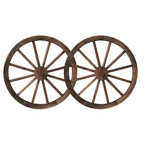 23 in. Wooden Wagon Wheel Outdoor/Indoor Decor