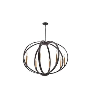 Elata 36 in. 8-Light Olde Bronze Contemporary Candle Globe Chandelier for Dining Room