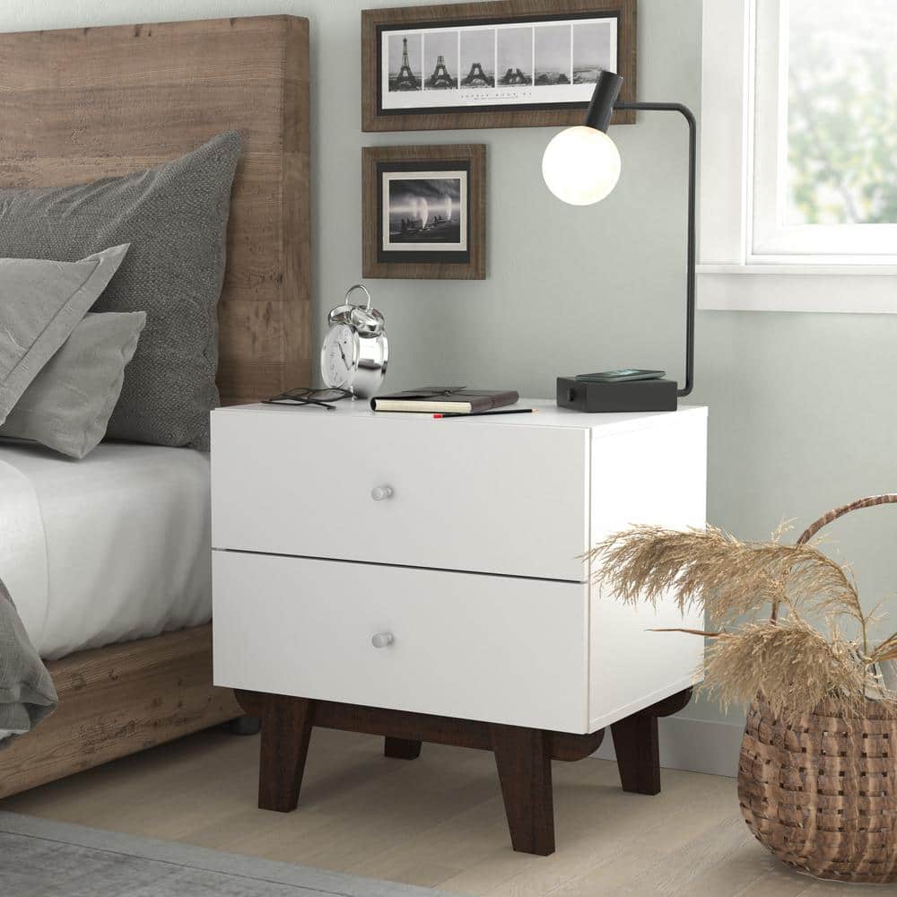 Kincaid 2 Drawer White Nightstand 23H x 23.5W x 15.75D