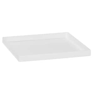 Block Small 13.4 in. W Glossy White Fiberstone Indoor Outdoor Square Saucer for Planter
