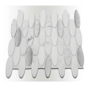 Orbit Ice Water Ovals 12 in. x 12 in. Mosaic Floor and Wall Tile