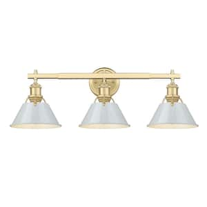 Orwell 27.25 in. 3-Light Brushed Champagne Bronze and Dusky Blue Vanity Light