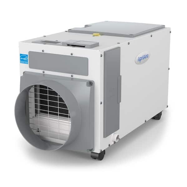 E100C 100 pt. 5,500 sq. ft. Bucketless Dehumidifier with Casters in. Gray for Crawl Spaces, Basements, and Whole-House