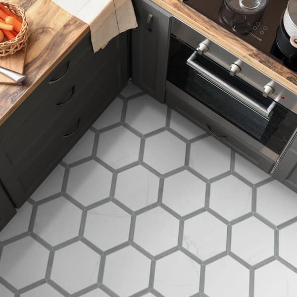 Marwood Panal Calacatta with Grey Picket 8-5/8 in. x 9-7/8 in. Porcelain Floor and Wall Tile (8.06 sq. ft./Case)