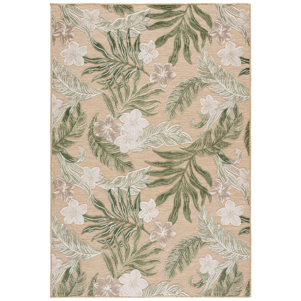 Cabana 4 x 6 Beige/Green Floral Area Rug