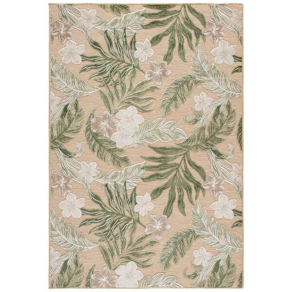 Cabana 6 x 10 Beige/Green Floral Area Rug