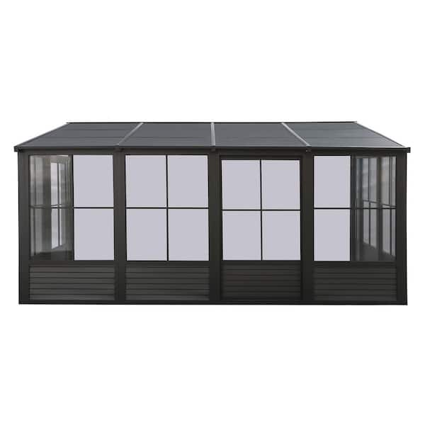Florence-Wall Mounted Solarium 10 ft. x 16 ft. Metal Roof in Black