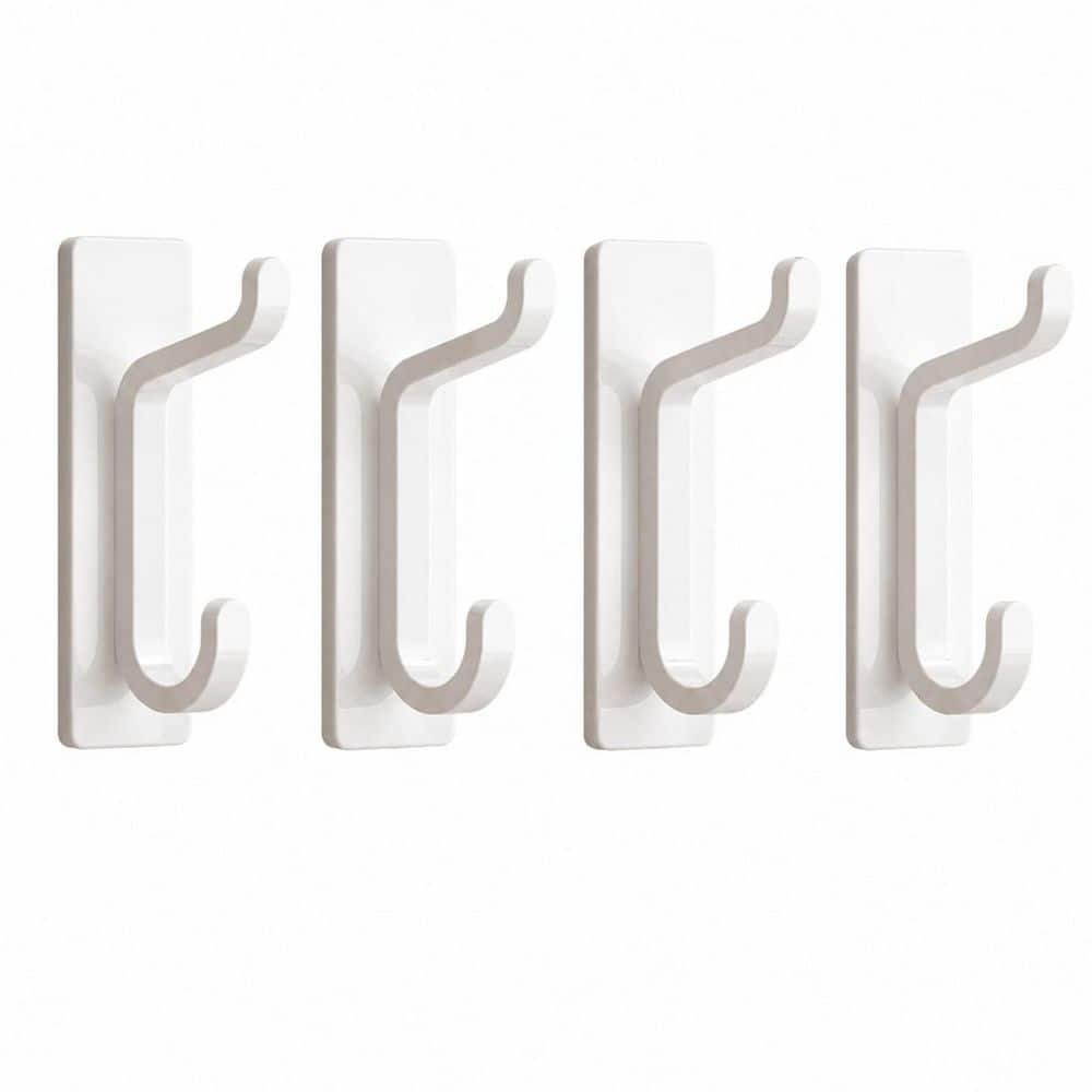 Stainless Steel Adhesive Double Robe and Towel Hook in White 4-Pack, 13-LB Hold for Wall or Door Anytime price history on PriceWatchPro