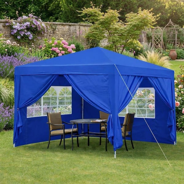 Blue Outdoor 10 ft. x 10 ft. Pop Up Canopy Tent Gazebo with