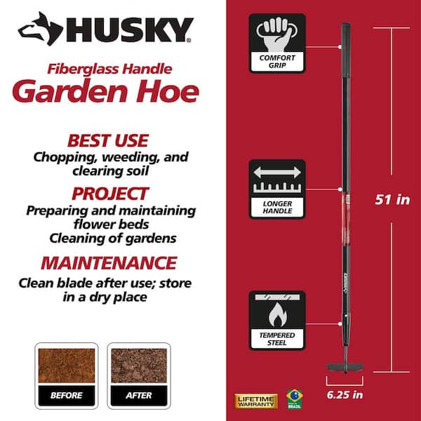 51 in. Fiberglass Handle Garden Hoe