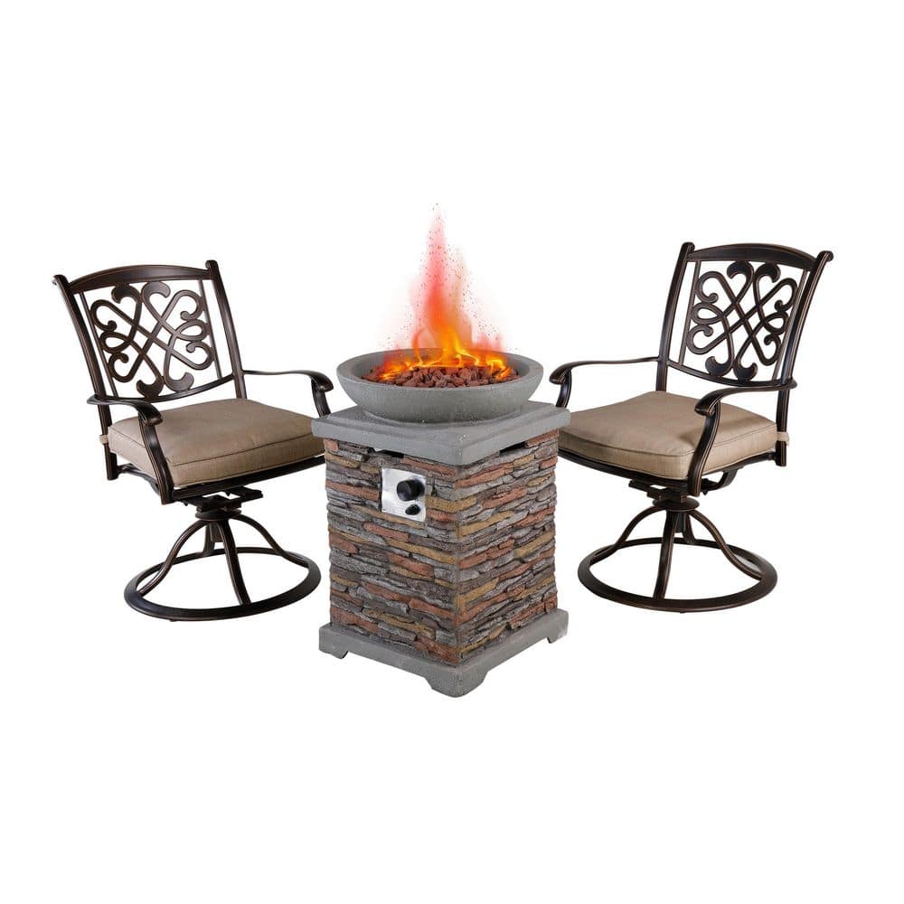 Mondawe Eric 3Piece Cast Aluminum Outdoor Conversation Seating Set