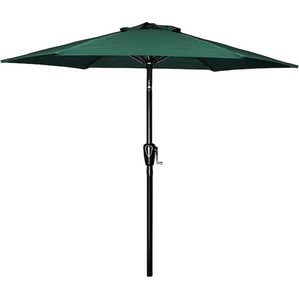 Tunearary 7.5 ft. Polyester Outdoor Market Patio Umbrella with 6 Steel Ribs in Green with Push Button Tilt/Crank