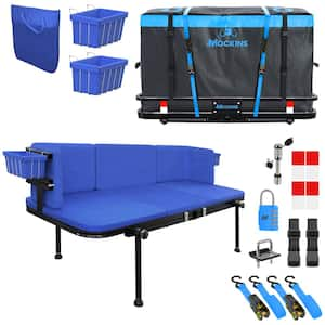 48in x 18in x 6in. 2-in-1 Hitch Mount Cargo Carrier and Hitch Bench with 15CuFt Cargo Bag, Cushion Set and Accessories