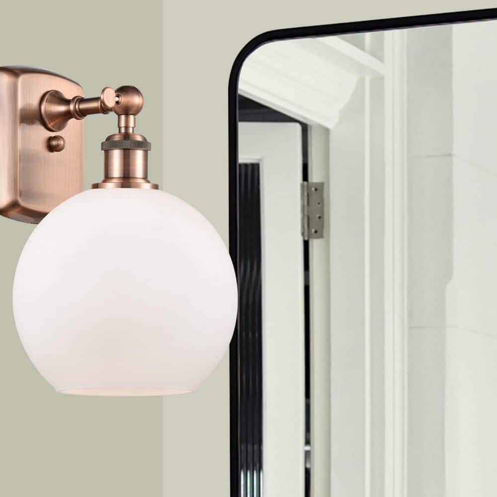 Athens 1-Light Antique Copper Wall Sconce with White Glass Shade price history on PriceWatchPro