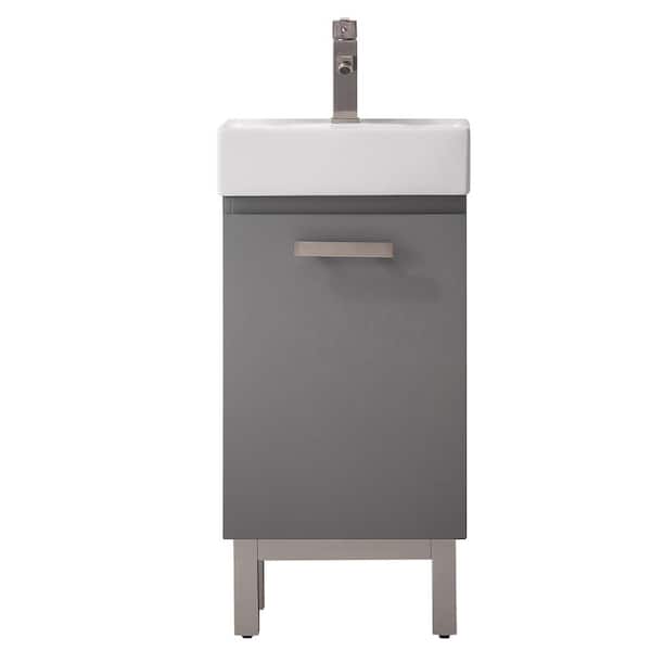 Stella 16.5 in. W x 12 in. D x 33.75 in. H Bath Vanity in Gray with Porcelain Vanity Top in White with White Basin