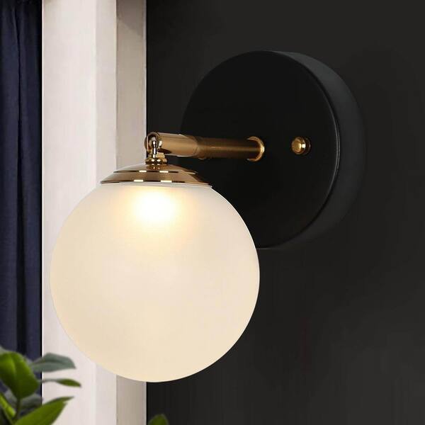 Bathroom Vanity Light, 4-Light Black Bathroom Light Fixtures with Antique  Gold Brass Socket, Modern Farmhouse Black Vanity Light with Clear Globe  Glass Shade(L 30 x W 7 x H 10.5) 