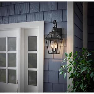 Glenneyre 20.25 in. W 2-Light Espresso Bronze Hardwired Outdoor Wall Lantern Sconce with Clear Glass (1-Pack)