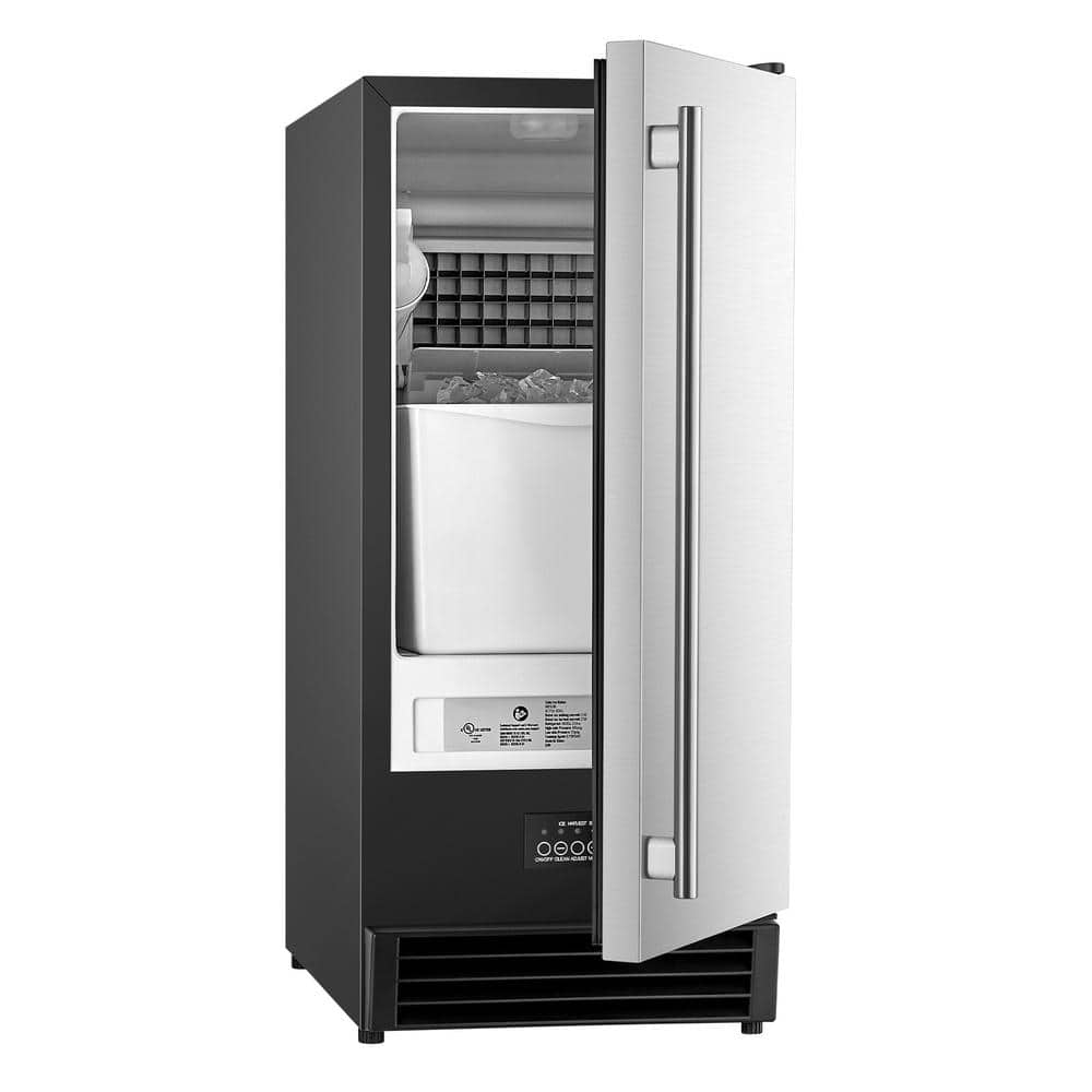Undercounter Ice Maker 50 lb./Day Built-In Ice Machine Drain Pump Reversible Door Steel