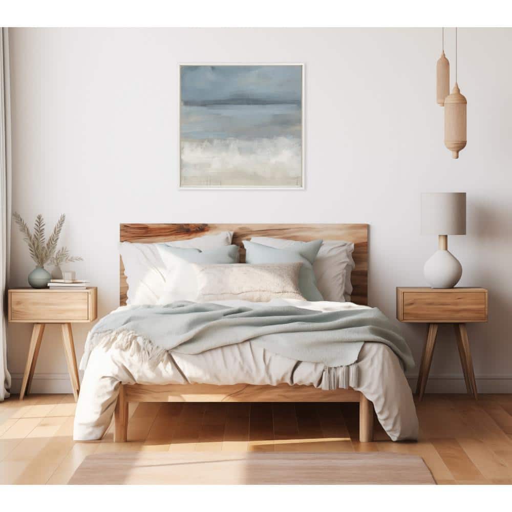 30x30 White Beaded Frame Abstract Ocean Landscape Canvas Print
