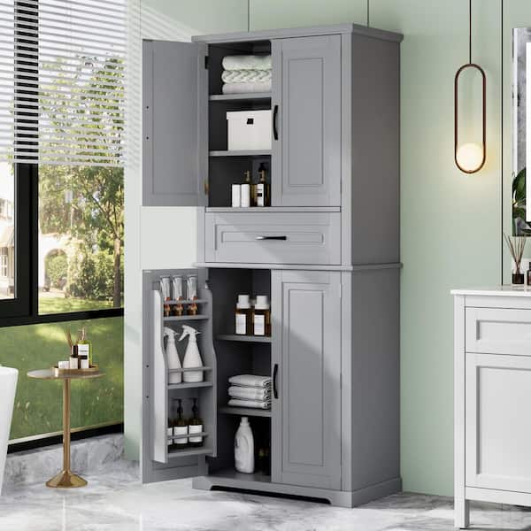 Ximuprmy 30 in. W x 16 in. D x 72 in. H Gray Slim Freestanding