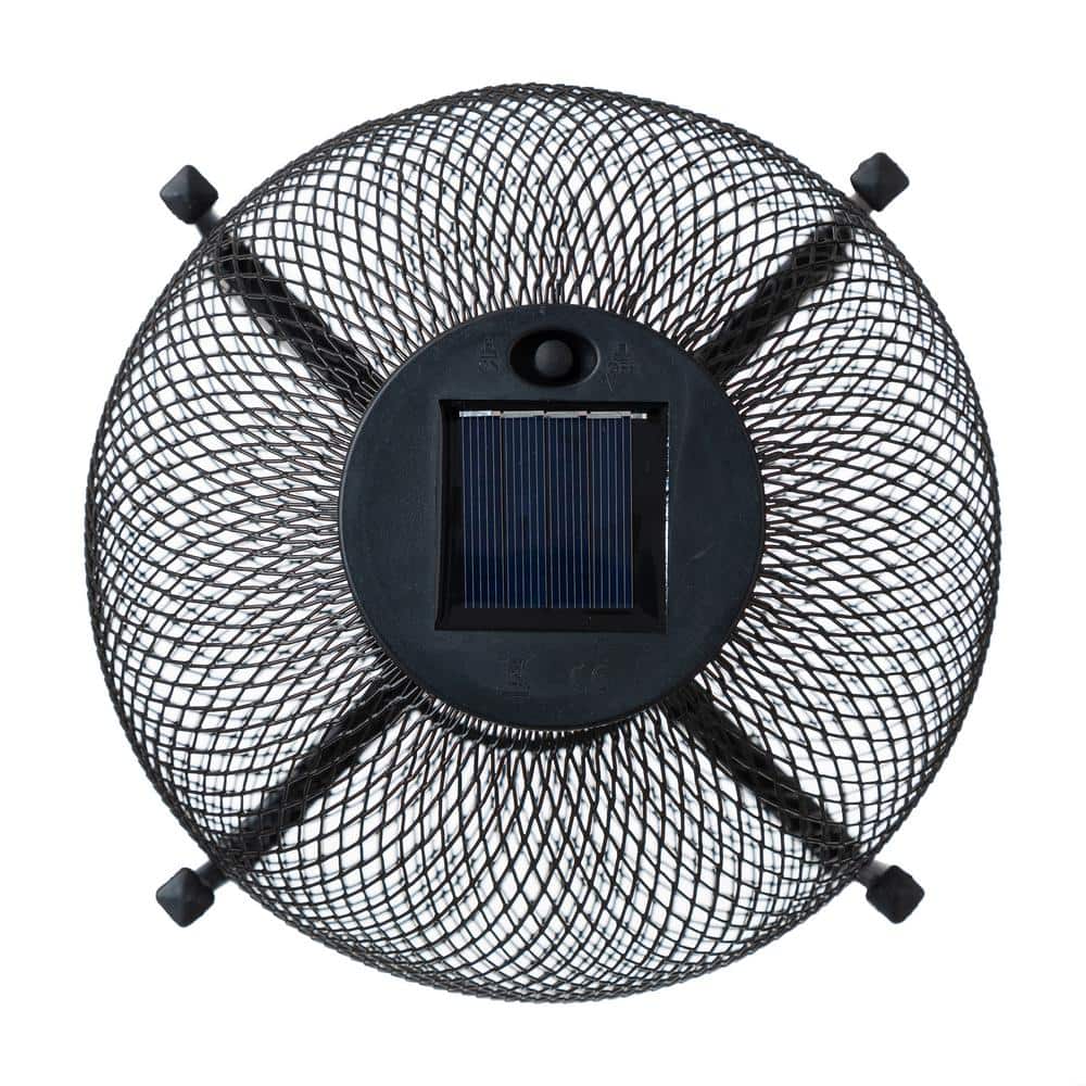 Black Metal Mesh Solar Powered Outdoor Lantern with Pedestal Stand