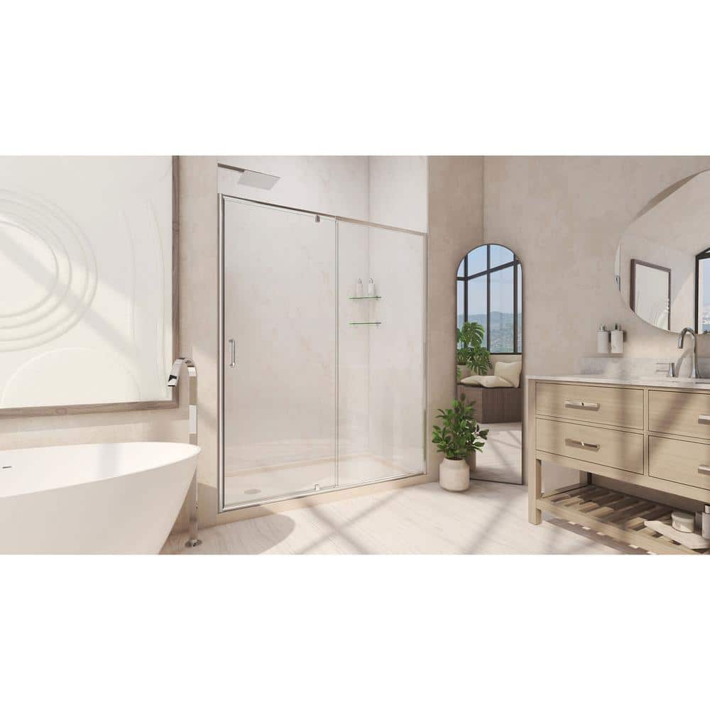 Flex 42" W x 34" D x 74.75" H Semi-Frameless Clear Glass Pivot Shower Kit