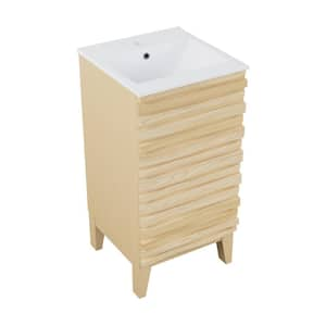 Cascade 18 in. Bathroom Vanity in Natural Oak with White Top