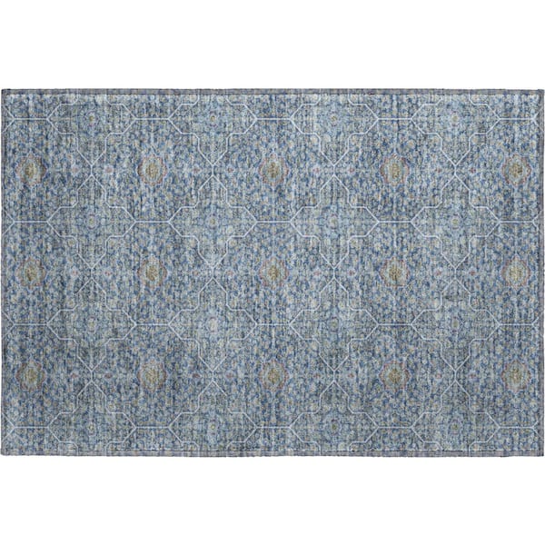 Mayfield Premium Machine Washable Abstract AMF2409 Navy 3 ft. x 4 ft. Area Rug