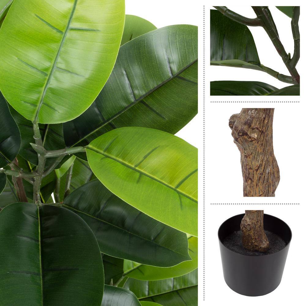 Lush Green 51" Artificial Rubber Plant in Durable Pot