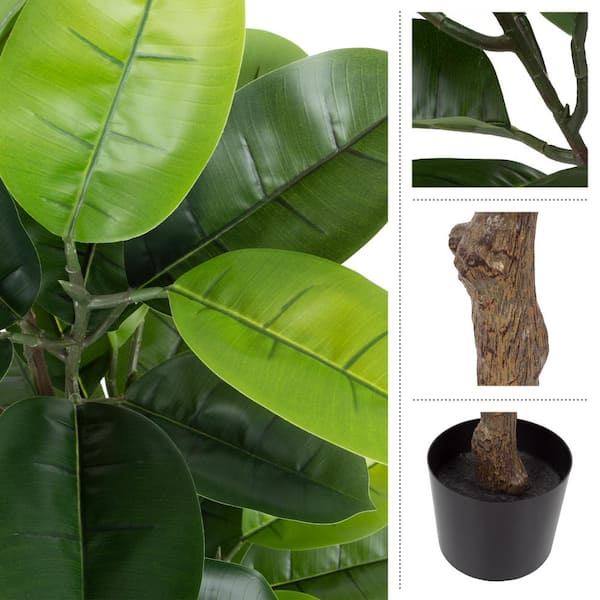 Pure Garden 51- Inch Green Artificial Rubber Tree with Natural