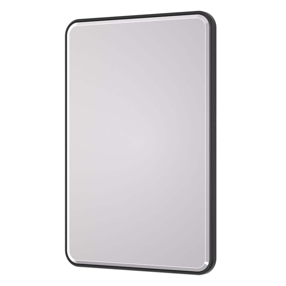 20 in. x 30 in. Rectangle Black Tempered Glass Beveled Edge Bathroom Mirror, Rounded Corner Framed Wall Mirror price history on PriceWatchPro