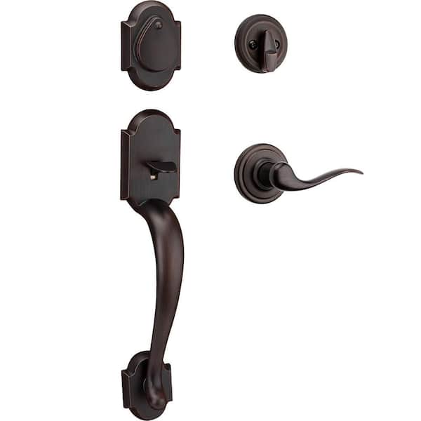 Austin Venetian Bronze Keyed Entry Single Cylinder Door Handleset with Tustin Interior Handle ft. SmartKey Security